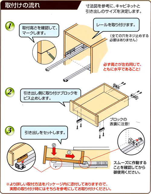 スライドレール取り付け方法