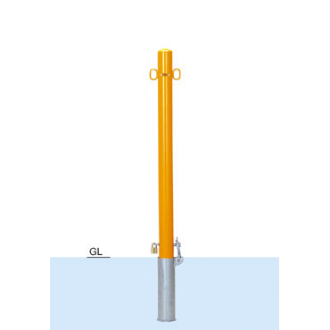 車止めポール帝金バリカー脱着式鍵付きスチール製60.5ミリ