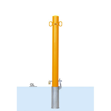 車止めポール帝金バリカー脱着式鍵付きスチール製76.3ミリ