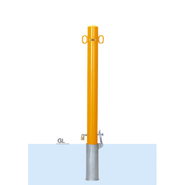 車止めポール帝金バリカー脱着式鍵付きスチール製101.6ミリ