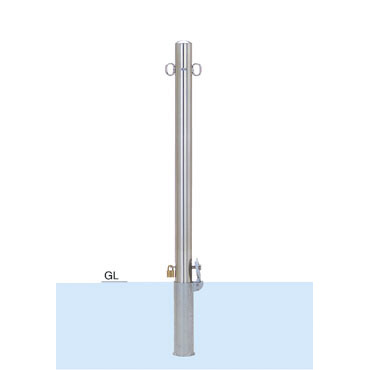 車止めポール帝金バリカー脱着式鍵付きステンレス製60.5ミリ