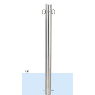 車止めポール帝金バリカーピラー型ステンレス製固定式76.3ミリ