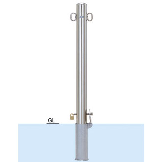 車止めポール帝金バリカー脱着式鍵付きステンレス製76.3ミリ