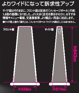 ワイドになりより広告機能もアップしたサインスタンド(看板)メッセージポールワイド