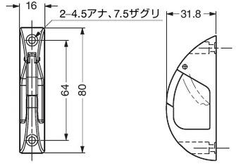 ペット(犬)用リードフック壁付けタイプサイズ