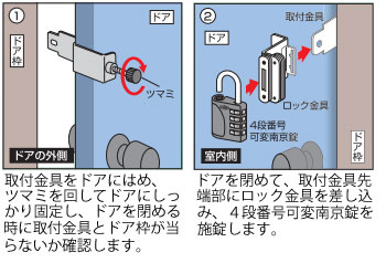 老人性痴ほう症の方などの夜間の徘徊を防ぐ認知症対策ロック(補助鍵)取付方法