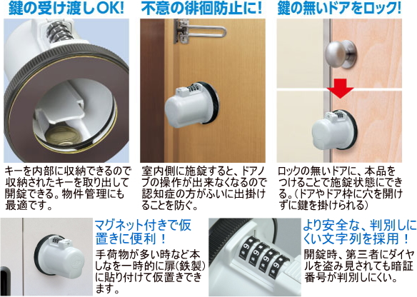 鍵の受け渡し・鍵の無いドアをロック・徘徊防止・ワンドアツーロック・賃貸物件の管理など