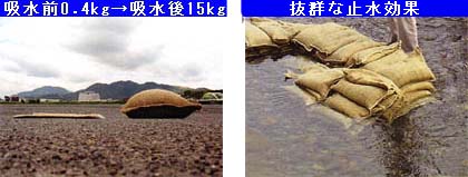 水害(浸水被害)対策吸水土のう袋使用前後比較