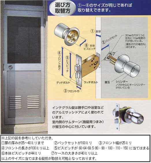 取替用鍵付きレバーハンドル錠取替え可能サイズ