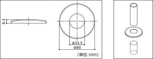 屋外に取り付け可能な手すり部品アクア埋め込み支柱用カバーサイズと取付方法