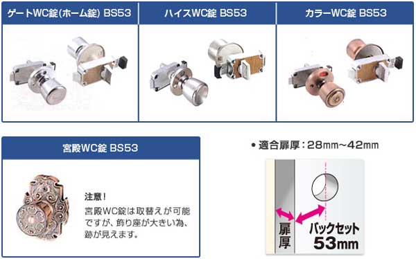 取替レバーハンドルトイレWCロック取替可能機種