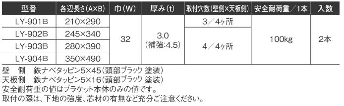 棚受け金具カウンターブラケットサイズ